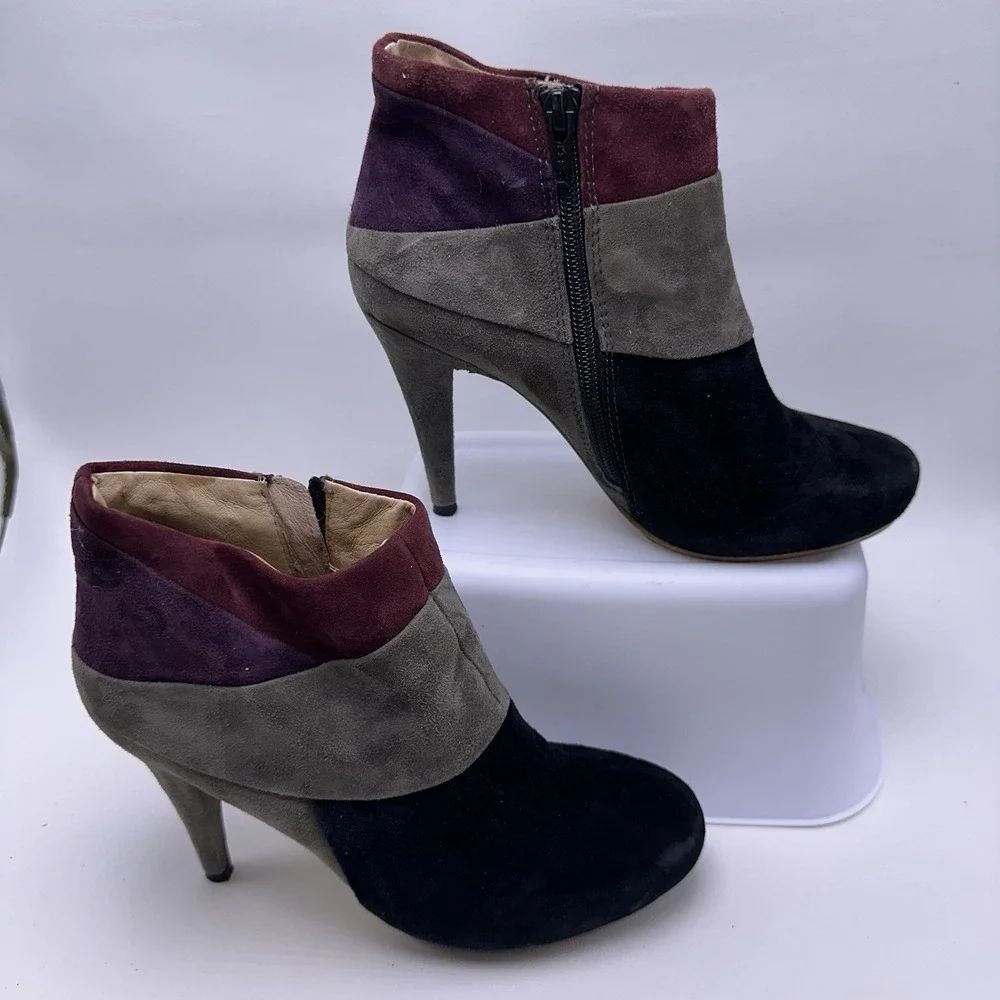 Café Noir Patchwork‎ Suede Leather Heel Ankle Booties Size 37